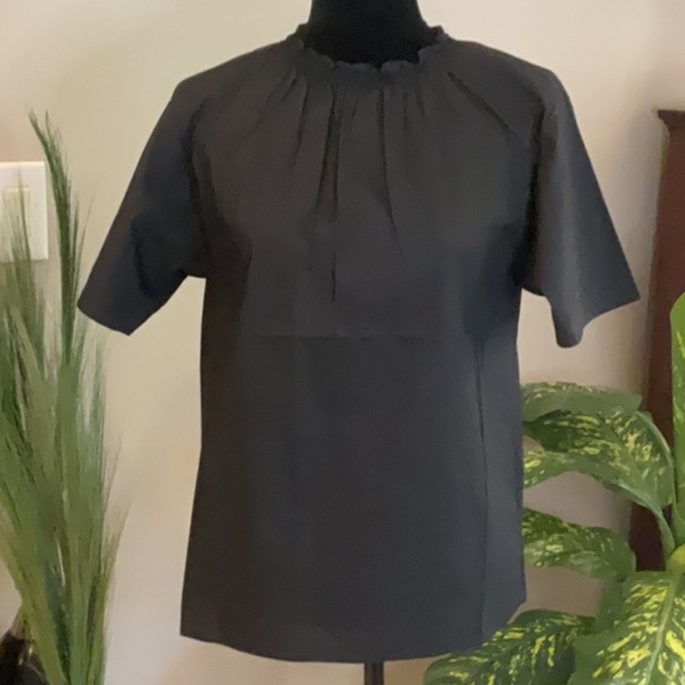 THAKOON - Smocked Neck Woven Cotton Tee - NEW